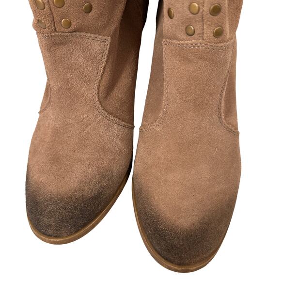 Steve Madden Jessii Suede Brown Leather Heeled Boots Booties Size 8.5 - Picture 2 of 8